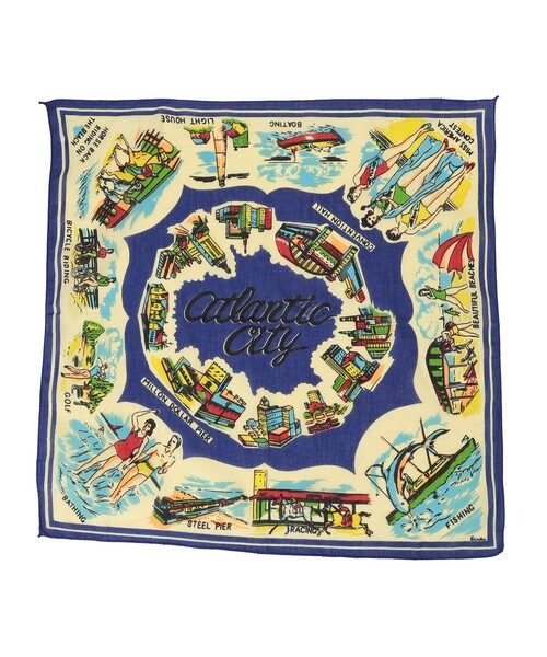 BINDU(ビンドゥー)の「BINDU: マップ バンダナ 23SS(バンダナ/スカーフ・レディース・ブルー/ライトブルー/イエロー/ベージュ/オレンジ/ラベンダー・ONE SIZE)」の4枚目の写真