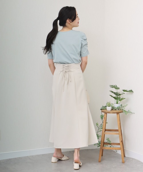 libelle more（リベル モア）の「《接触冷感》きれいめシルケット天竺　パワーショルダープルオーバー（Tシャツ/カットソー・レディース・イエロー/ネイビー/ミント/オフホワイト・L/M）」の7枚目の写真