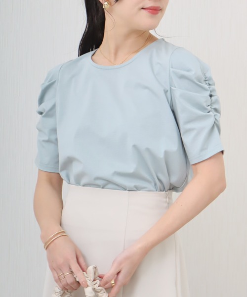 libelle more（リベル モア）の「《接触冷感》きれいめシルケット天竺　パワーショルダープルオーバー（Tシャツ/カットソー・レディース・イエロー/ネイビー/ミント/オフホワイト・L/M）」の20枚目の写真