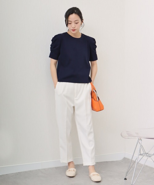 libelle more（リベル モア）の「《接触冷感》きれいめシルケット天竺　パワーショルダープルオーバー（Tシャツ/カットソー・レディース・イエロー/ネイビー/ミント/オフホワイト・L/M）」の16枚目の写真