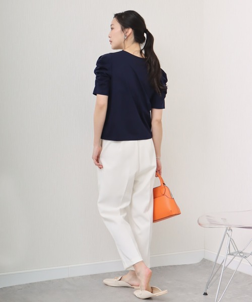 libelle more（リベル モア）の「《接触冷感》きれいめシルケット天竺　パワーショルダープルオーバー（Tシャツ/カットソー・レディース・イエロー/ネイビー/ミント/オフホワイト・L/M）」の22枚目の写真