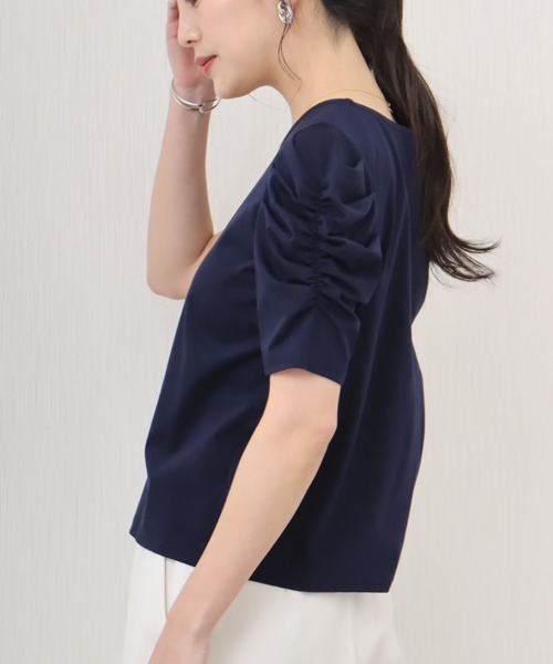 libelle more（リベル モア）の「《接触冷感》きれいめシルケット天竺　パワーショルダープルオーバー（Tシャツ/カットソー・レディース・イエロー/ネイビー/ミント/オフホワイト・L/M）」の10枚目の写真