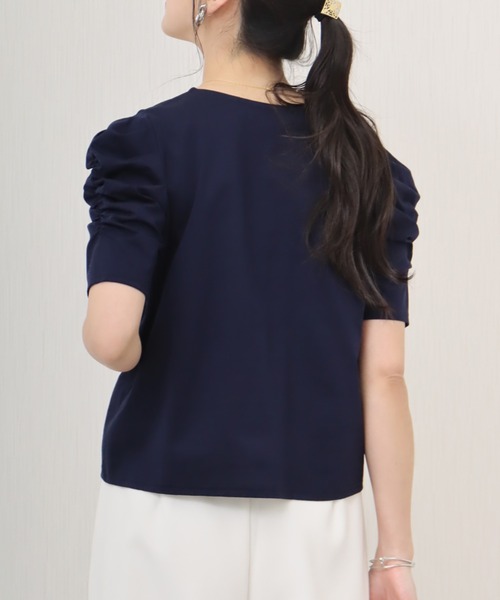 libelle more（リベル モア）の「《接触冷感》きれいめシルケット天竺　パワーショルダープルオーバー（Tシャツ/カットソー・レディース・イエロー/ネイビー/ミント/オフホワイト・L/M）」の17枚目の写真