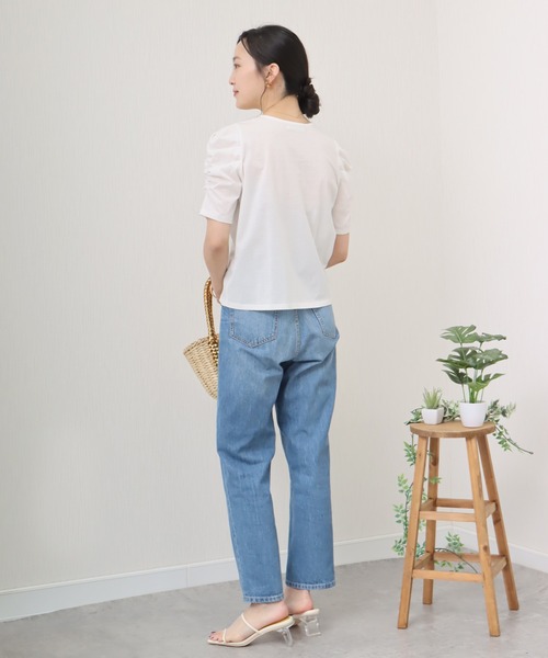 libelle more（リベル モア）の「《接触冷感》きれいめシルケット天竺　パワーショルダープルオーバー（Tシャツ/カットソー・レディース・イエロー/ネイビー/ミント/オフホワイト・L/M）」の12枚目の写真