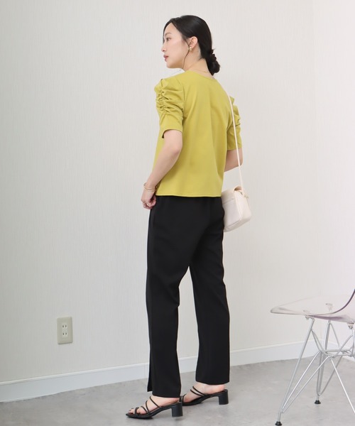 libelle more（リベル モア）の「《接触冷感》きれいめシルケット天竺　パワーショルダープルオーバー（Tシャツ/カットソー・レディース・イエロー/ネイビー/ミント/オフホワイト・L/M）」の15枚目の写真