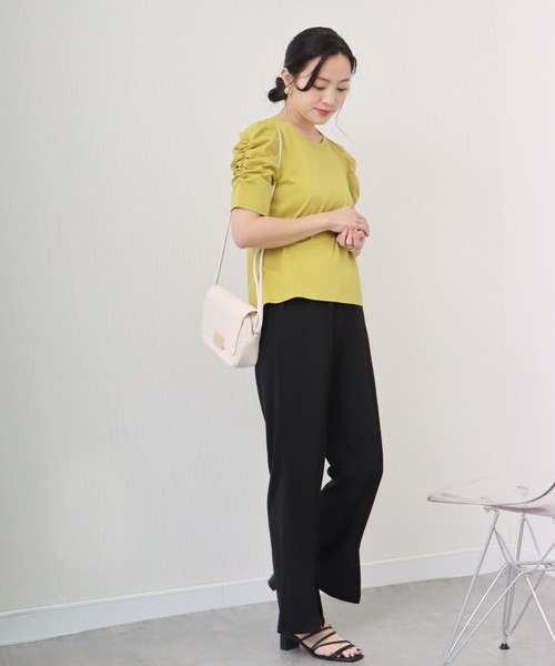 libelle more（リベル モア）の「《接触冷感》きれいめシルケット天竺　パワーショルダープルオーバー（Tシャツ/カットソー・レディース・イエロー/ネイビー/ミント/オフホワイト・L/M）」の21枚目の写真