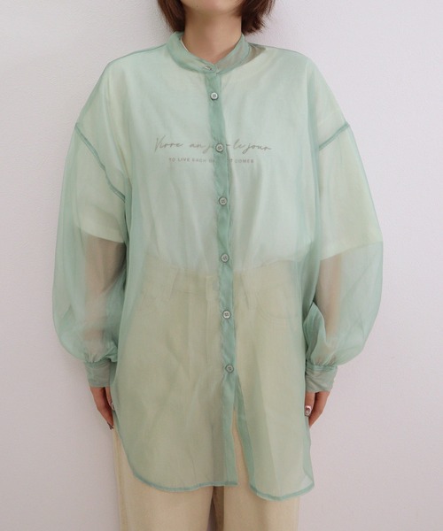 Isn't She?（イズントシー）の「オーガンジーバンドカラーシャツ｜steady.掲載（シャツ/ブラウス・レディース・アイボリー・FREE）」の2枚目の写真