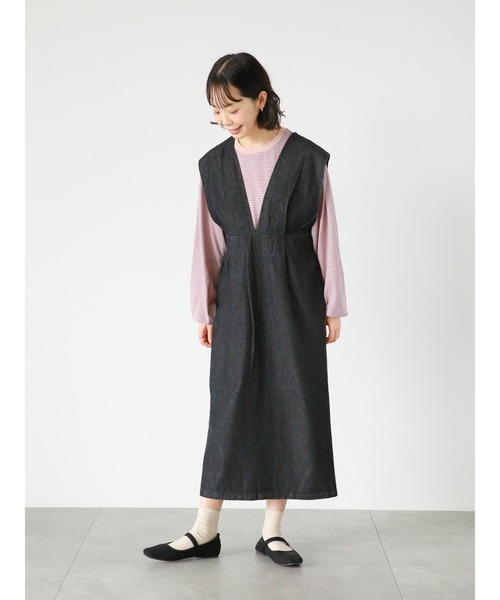 ehka sopo（エヘカソポ）の「デニムジャンパースカート（ジャンパースカート・レディース・ブルー/ネイビー/ブラック・ﾌﾘ-）」の2枚目の写真