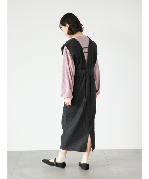 ehka sopo（エヘカソポ）の「デニムジャンパースカート（ジャンパースカート・レディース・ブルー/ネイビー/ブラック・ﾌﾘ-）」の4枚目の写真