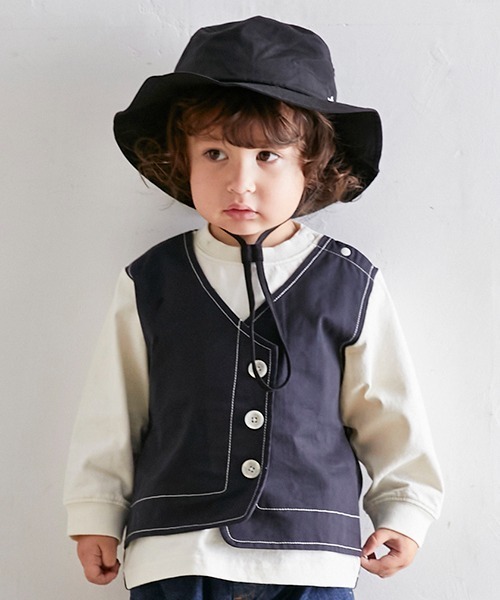 petit main(プティマイン)の「ベスト風ドッキング長袖Tシャツ(Tシャツ/カットソー・キッズ・ブラック/アイボリー・130cm/120cm/80cm/100cm/90cm/110cm)」の2枚目の写真