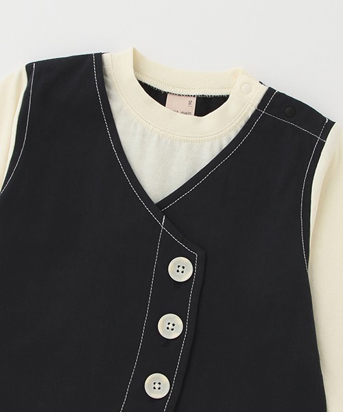 petit main(プティマイン)の「ベスト風ドッキング長袖Tシャツ(Tシャツ/カットソー・キッズ・ブラック/アイボリー・130cm/120cm/80cm/100cm/90cm/110cm)」の10枚目の写真