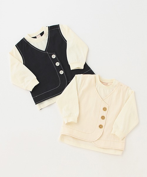 petit main(プティマイン)の「ベスト風ドッキング長袖Tシャツ(Tシャツ/カットソー・キッズ・ブラック/アイボリー・130cm/120cm/80cm/100cm/90cm/110cm)」の14枚目の写真