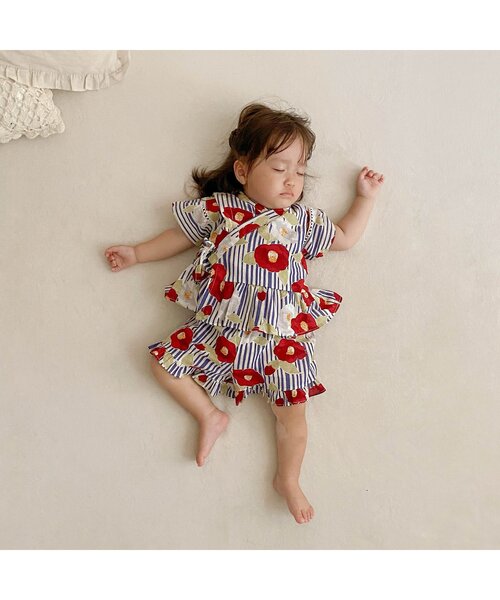 apres les cours（アプレレクール）の「【GIRLS甚平/5柄展開】あぷれのはんなり甚平（浴衣・キッズ・サックスブルー/ラベンダー/ピンク/イエロー/レッド・100/110/120/130/80/90）」の18枚目の写真