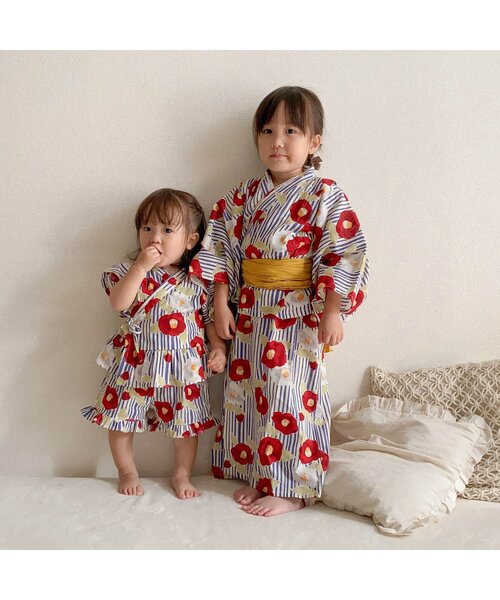 apres les cours（アプレレクール）の「【GIRLS甚平/5柄展開】あぷれのはんなり甚平（浴衣・キッズ・サックスブルー/ラベンダー/ピンク/イエロー/レッド・100/110/120/130/80/90）」の19枚目の写真