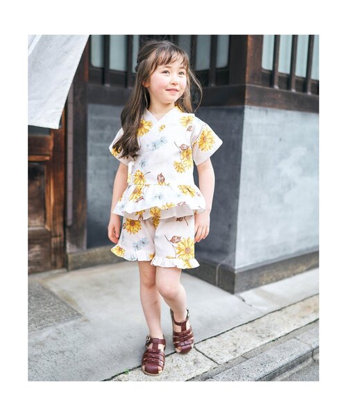 apres les cours（アプレレクール）の「【GIRLS甚平/5柄展開】あぷれのはんなり甚平（浴衣・キッズ・サックスブルー/ラベンダー/ピンク/イエロー/レッド・100/110/120/130/80/90）」の22枚目の写真