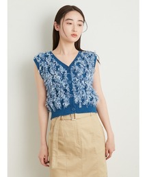 今期春夏☆oggi掲載 23区洗えるブライトリリーヤーンニットベスト　レイヤード 洗える】ブライトリリーヤーン クルーネック ニット