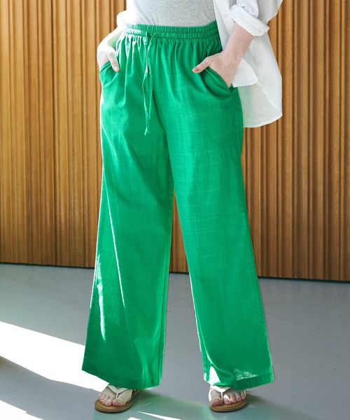 coca(coca)(コカ)の「【WEB限定セール】コットンワイドパンツ(その他パンツ・レディース・ダークブルー/ダークベージュ/ブラック/ピンク/グリーン/アイボリー/ライトブルー・M/L)」の5枚目の写真