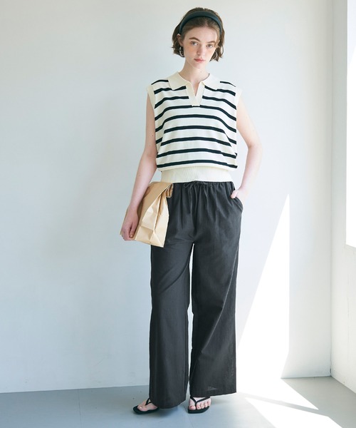 coca(coca)(コカ)の「【WEB限定セール】コットンワイドパンツ(その他パンツ・レディース・ダークブルー/ダークベージュ/ブラック/ピンク/グリーン/アイボリー/ライトブルー・M/L)」の16枚目の写真