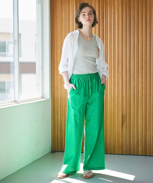 coca(coca)(コカ)の「【WEB限定セール】コットンワイドパンツ(その他パンツ・レディース・ダークブルー/ダークベージュ/ブラック/ピンク/グリーン/アイボリー/ライトブルー・M/L)」の12枚目の写真