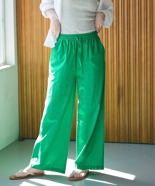 coca(coca)(コカ)の「【WEB限定セール】コットンワイドパンツ(その他パンツ・レディース・ダークブルー/ダークベージュ/ブラック/ピンク/グリーン/アイボリー/ライトブルー・M/L)」の13枚目の写真