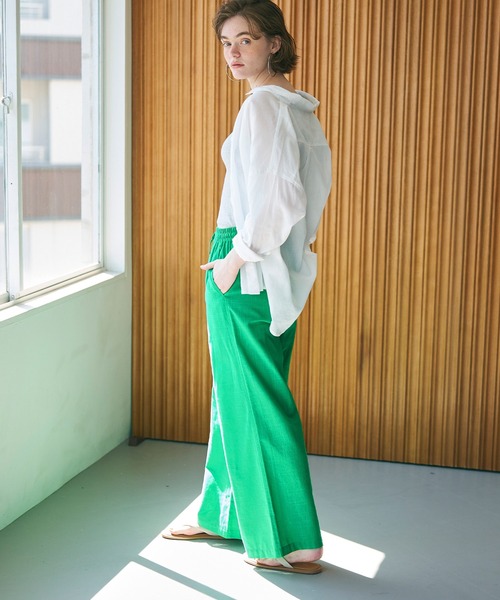 coca(coca)(コカ)の「【WEB限定セール】コットンワイドパンツ(その他パンツ・レディース・ダークブルー/ダークベージュ/ブラック/ピンク/グリーン/アイボリー/ライトブルー・M/L)」の14枚目の写真