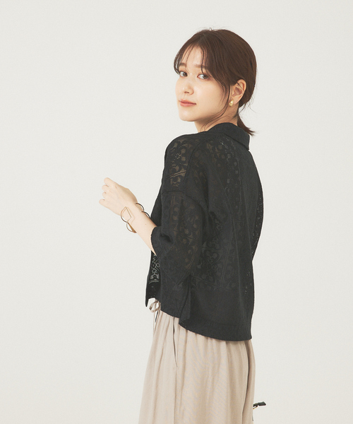abahouse mavie（アバハウスマヴィ）の「レースショートシャツ（シャツ/ブラウス・レディース・ブラック/ホワイト・フリー）」の13枚目の写真