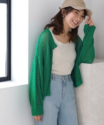 前後2WAYメッシュ編切替カーディガン