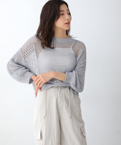Bou Jeloud（ブージュルード）の「前後2WAYメッシュ編切替カーディガン（カーディガン/ボレロ・レディース・ブラック/オフホワイト/グレー/グリーン・FREE）」の13枚目の写真