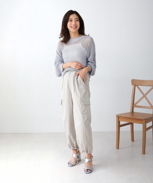 Bou Jeloud（ブージュルード）の「前後2WAYメッシュ編切替カーディガン（カーディガン/ボレロ・レディース・ブラック/オフホワイト/グレー/グリーン・FREE）」の14枚目の写真