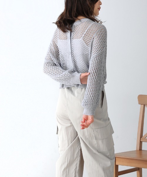 Bou Jeloud（ブージュルード）の「前後2WAYメッシュ編切替カーディガン（カーディガン/ボレロ・レディース・ブラック/オフホワイト/グレー/グリーン・FREE）」の19枚目の写真