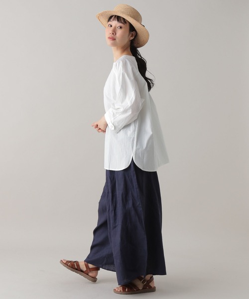 studio CLIP（スタディオクリップ）の「《Natural by CLIP》ハイカウントコットンプルオーバー（シャツ/ブラウス・レディース・ピンク/オフホワイト・FREE）」の6枚目の写真