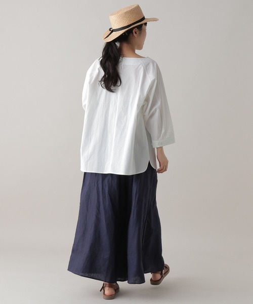 studio CLIP（スタディオクリップ）の「《Natural by CLIP》ハイカウントコットンプルオーバー（シャツ/ブラウス・レディース・ピンク/オフホワイト・FREE）」の9枚目の写真