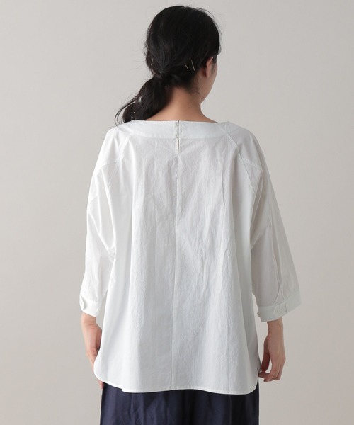 studio CLIP（スタディオクリップ）の「《Natural by CLIP》ハイカウントコットンプルオーバー（シャツ/ブラウス・レディース・ピンク/オフホワイト・FREE）」の5枚目の写真