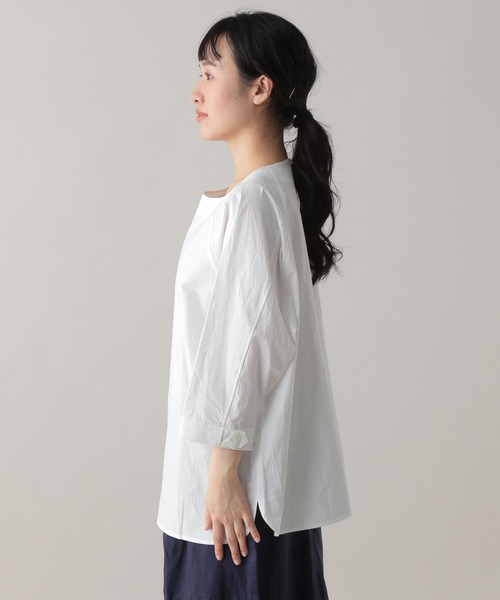 studio CLIP（スタディオクリップ）の「《Natural by CLIP》ハイカウントコットンプルオーバー（シャツ/ブラウス・レディース・ピンク/オフホワイト・FREE）」の13枚目の写真