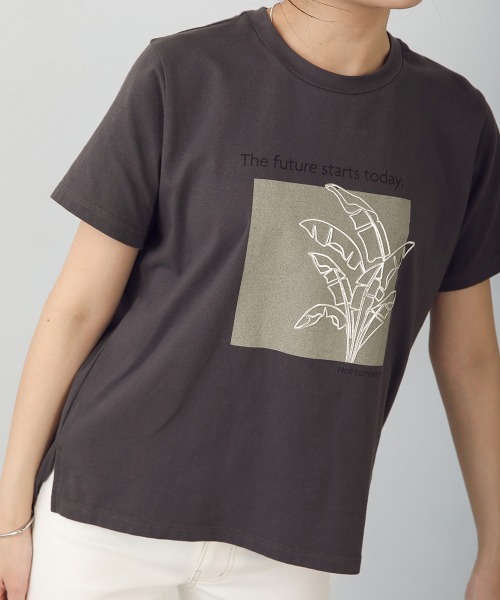 Bou Jeloud(ブージュルード)の「発泡箔リーフプリントTシャツ(Tシャツ/カットソー・レディース・ブラウン/ホワイト/チャコールグレー・FREE)」の17枚目の写真