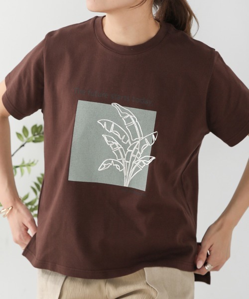 Bou Jeloud(ブージュルード)の「発泡箔リーフプリントTシャツ(Tシャツ/カットソー・レディース・ブラウン/ホワイト/チャコールグレー・FREE)」の19枚目の写真