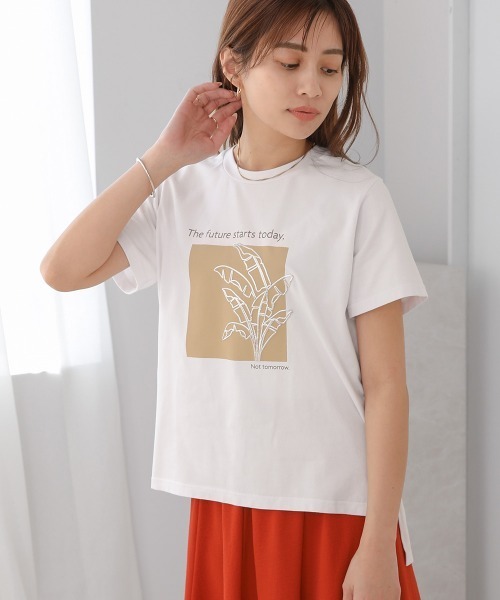 Bou Jeloud(ブージュルード)の「発泡箔リーフプリントTシャツ(Tシャツ/カットソー・レディース・ブラウン/ホワイト/チャコールグレー・FREE)」の5枚目の写真