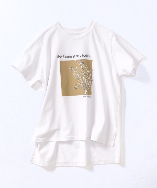 Bou Jeloud(ブージュルード)の「発泡箔リーフプリントTシャツ(Tシャツ/カットソー・レディース・ブラウン/ホワイト/チャコールグレー・FREE)」の11枚目の写真