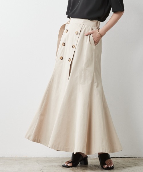 CHIC STYLE（シックスタイル）の「 綿100％共布ベルト付き裾フレアマキシスカート ＜大きいサイズ有＞シックスタイル（スカート・レディース・ベージュ/ブラック・LL/4L/L/5L/3L/M）」の20枚目の写真