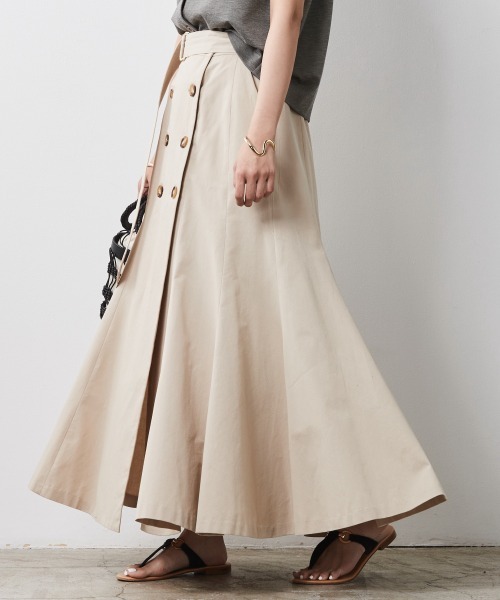 CHIC STYLE（シックスタイル）の「 綿100％共布ベルト付き裾フレアマキシスカート ＜大きいサイズ有＞シックスタイル（スカート・レディース・ベージュ/ブラック・LL/4L/L/5L/3L/M）」の21枚目の写真