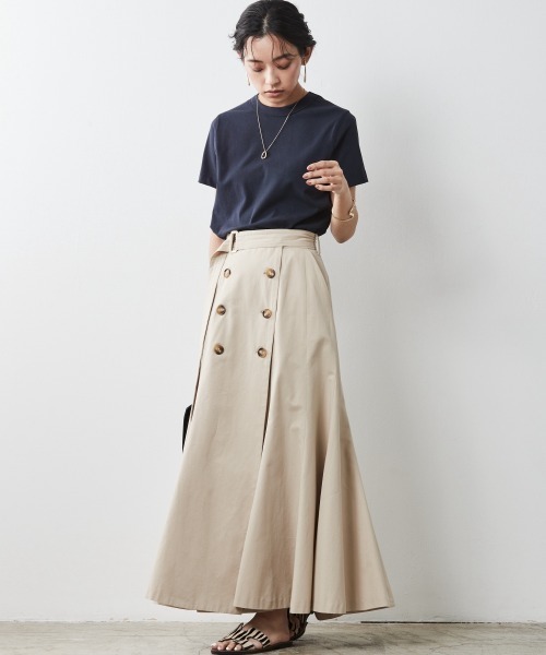 CHIC STYLE（シックスタイル）の「 綿100％共布ベルト付き裾フレアマキシスカート ＜大きいサイズ有＞シックスタイル（スカート・レディース・ベージュ/ブラック・LL/4L/L/5L/3L/M）」の18枚目の写真