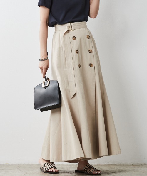 CHIC STYLE（シックスタイル）の「 綿100％共布ベルト付き裾フレアマキシスカート ＜大きいサイズ有＞シックスタイル（スカート・レディース・ベージュ/ブラック・LL/4L/L/5L/3L/M）」の11枚目の写真