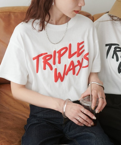 DISCOAT（ディスコート）の「【WEB限定】TRIPLEフクレプリントTシャツ（Tシャツ/カットソー・レディース・ホワイト/ブラック/レッド/サックスブルー/ホワイト系その他/チャコールグレー・FREE）」の6枚目の写真