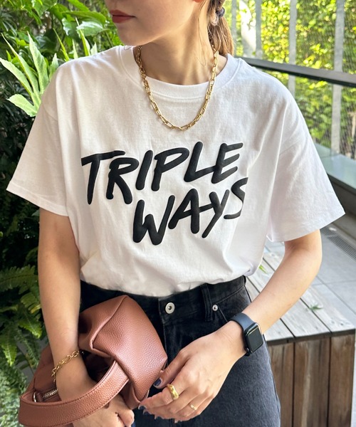 DISCOAT（ディスコート）の「【WEB限定】TRIPLEフクレプリントTシャツ（Tシャツ/カットソー・レディース・ホワイト/ブラック/レッド/サックスブルー/ホワイト系その他/チャコールグレー・FREE）」の20枚目の写真