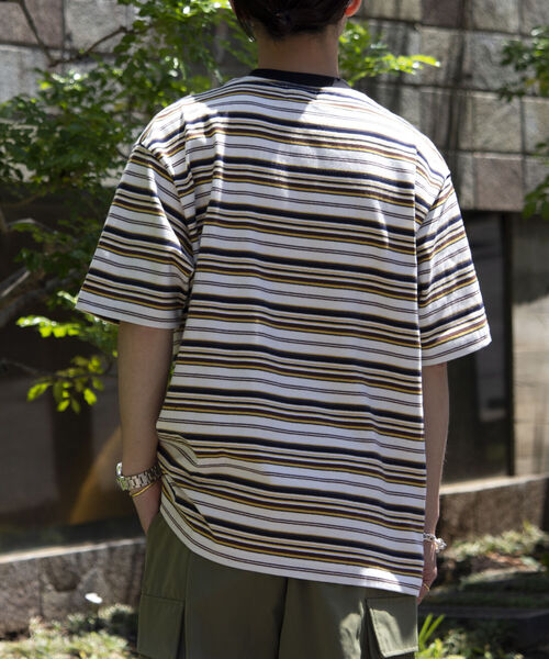 GLOSTER(グロスター)の「【GLOSTER/グロスター】ヘビーウェイト マルチボーダーTシャツ オーバーサイズ リンガーT(Tシャツ/カットソー・メンズ・ホワイト系その他5/グリーン系その他4/ベージュ系その他4・L/M)」の8枚目の写真
