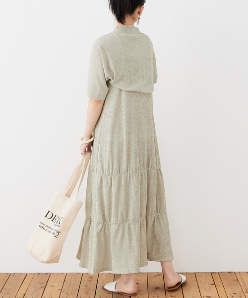 Fashion Letter（ファッションレター）の「シャーリングティアード キャミOP×ショートボレロ セットアップ（ワンピース・レディース・ブラック/オレンジ/グレイッシュベージュ/チャコール・M）」の10枚目の写真