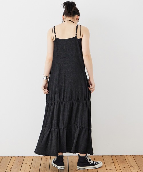 Fashion Letter（ファッションレター）の「シャーリングティアード キャミOP×ショートボレロ セットアップ（ワンピース・レディース・ブラック/オレンジ/グレイッシュベージュ/チャコール・M）」の18枚目の写真