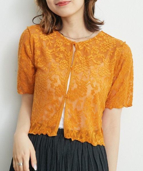 RETRO GIRL（レトロガール）の「２WAYパイルジャガードカーテ（Tシャツ/カットソー・レディース・ブラック/ブルー/オレンジ/ホワイト・FREE）」の4枚目の写真