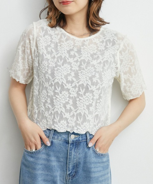 RETRO GIRL（レトロガール）の「２WAYパイルジャガードカーテ（Tシャツ/カットソー・レディース・ブラック/ブルー/オレンジ/ホワイト・FREE）」の19枚目の写真