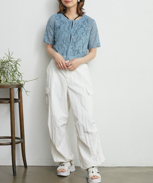 RETRO GIRL（レトロガール）の「２WAYパイルジャガードカーテ（Tシャツ/カットソー・レディース・ブラック/ブルー/オレンジ/ホワイト・FREE）」の15枚目の写真